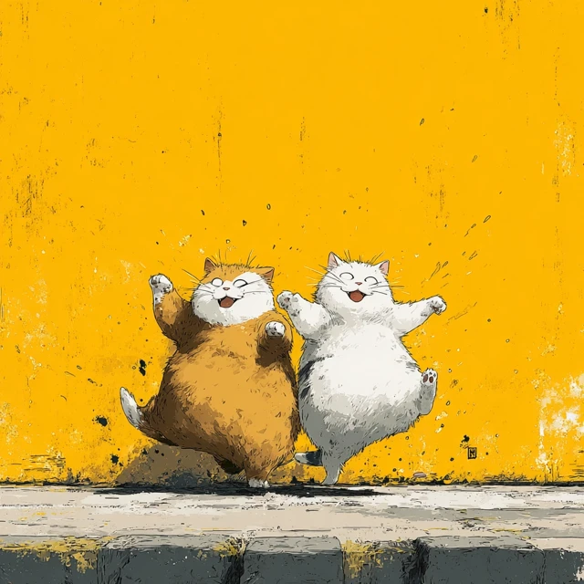 Anime Cats Funny Posing Illustration