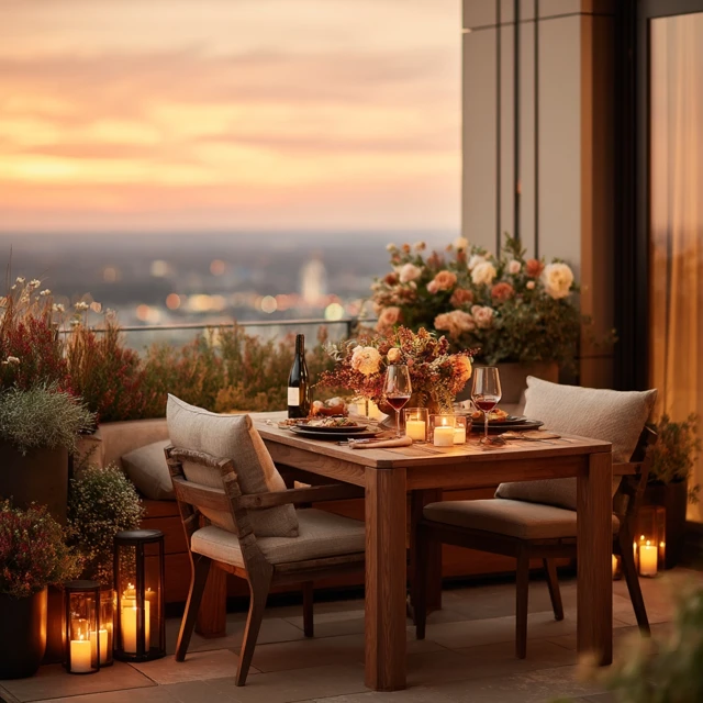 Romantic Balcony Dinner with City View