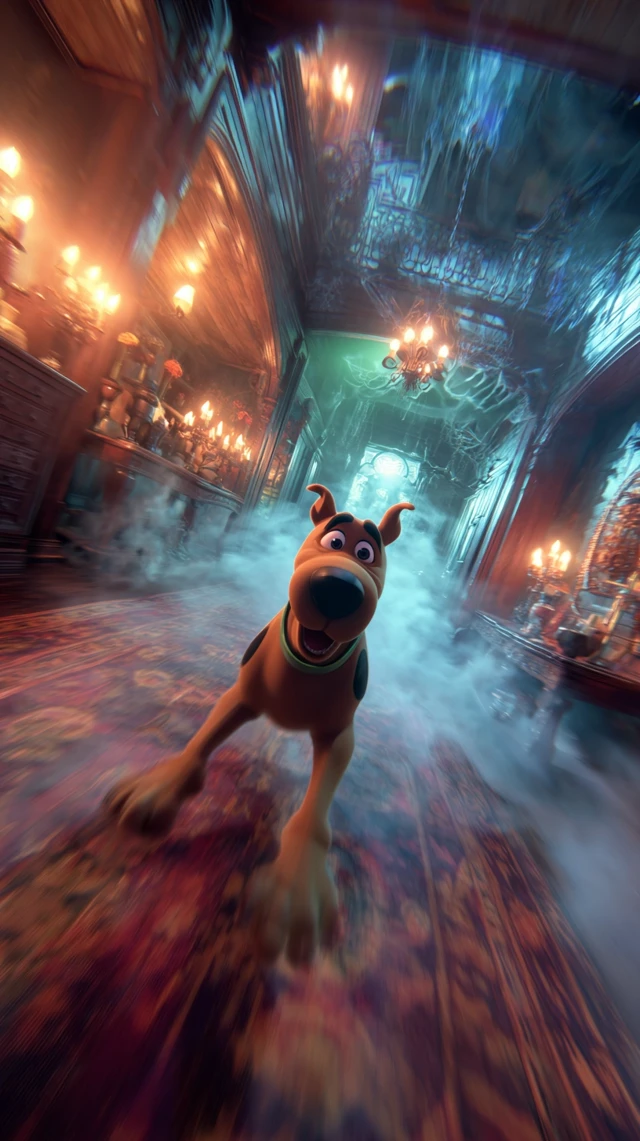 Scooby Doo Runs From a Ghost Haunted Mansion Scene