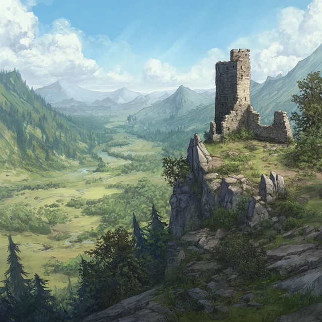 Ruined Keep Overlooking a Valley