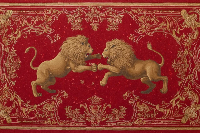 Lions in Combat Carpet Design