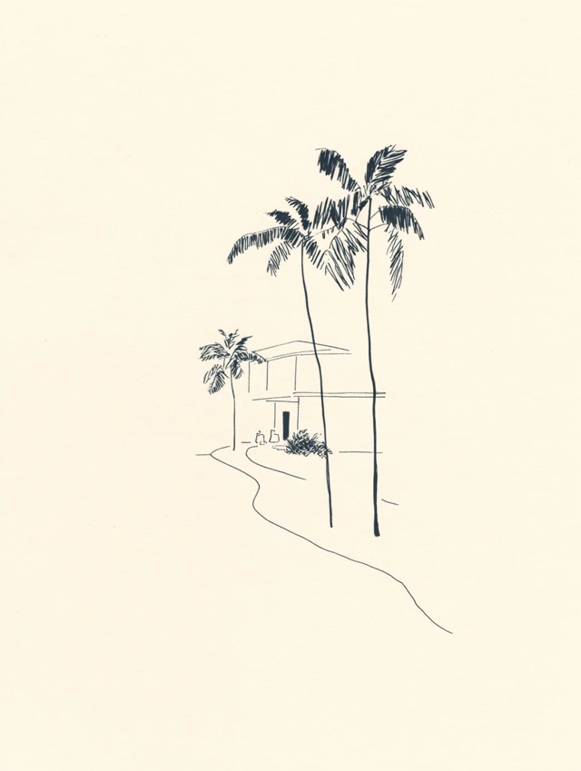 Beverly Hills Hotel Line Art Illustration
