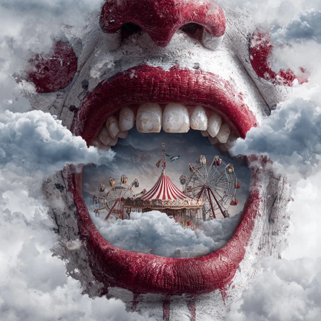 Creepy Clown Face Reveals Carnival Ride