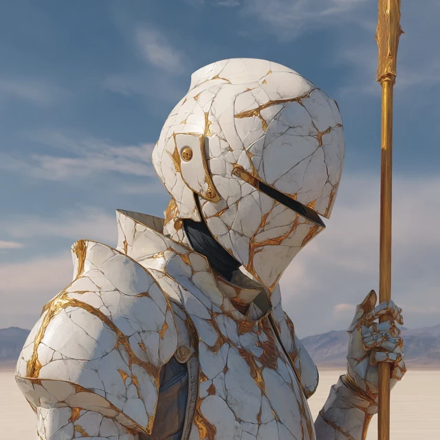 Kintsugi Knight in the Desert Fantasy Art