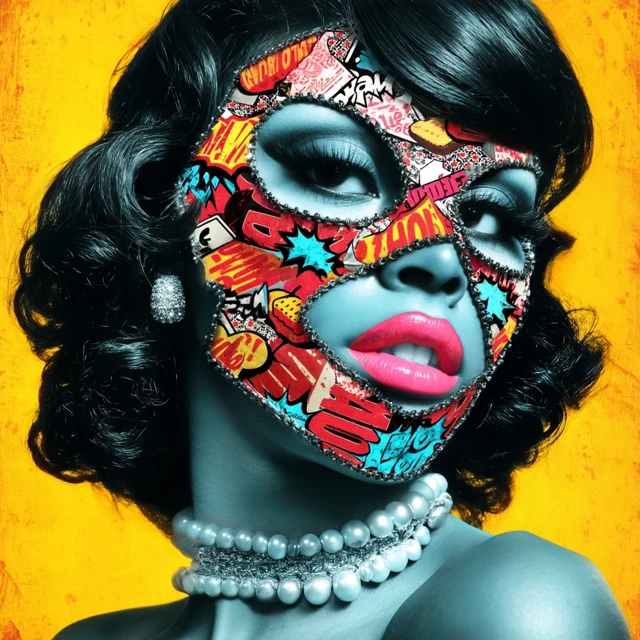 Woman in Mask Comic Book Art Portrait
