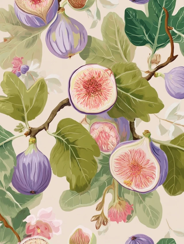 Fig Pattern Pastel Seamless Floral Background