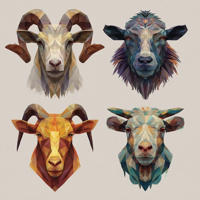 Geometric Ram Head Vector Design
