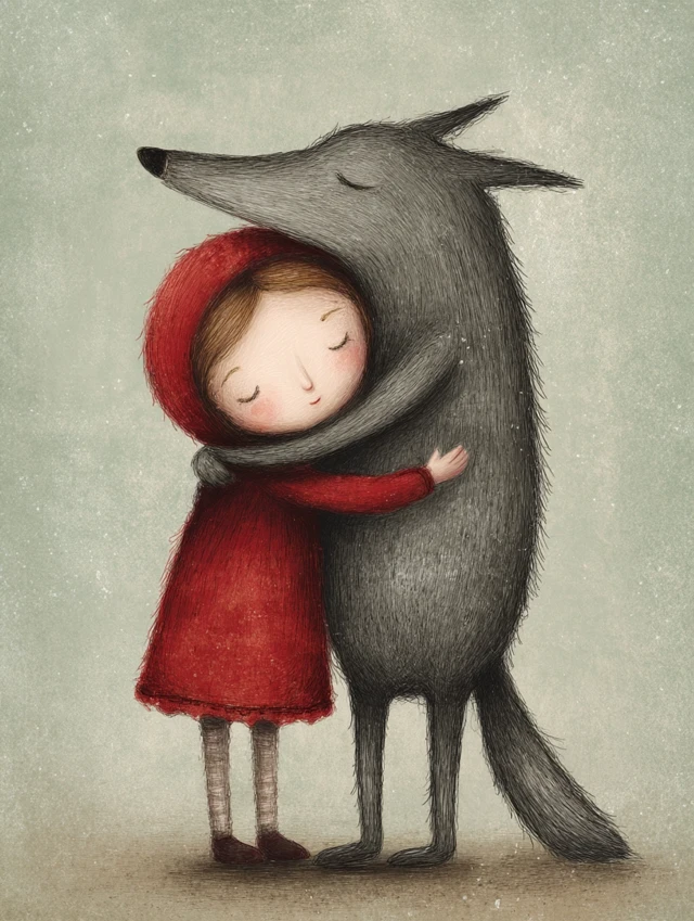 Little Red Riding Hood and the Wolf Illustration