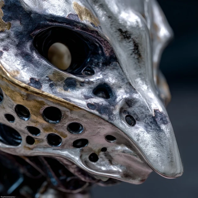 Biomechanical Face Sculpture Cyberpunk Art
