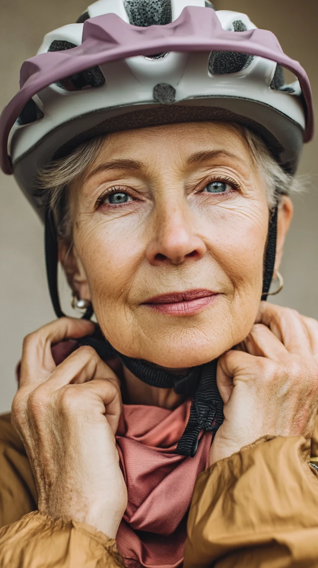 Senior Woman with Helmet Biking Portrait
