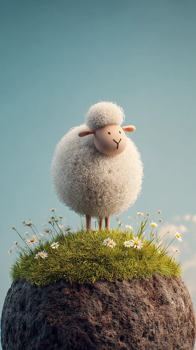 Cute Sheep Illustration Minimalist Psychedelic