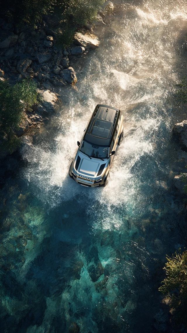 Offroad SUV Crossing River Photography