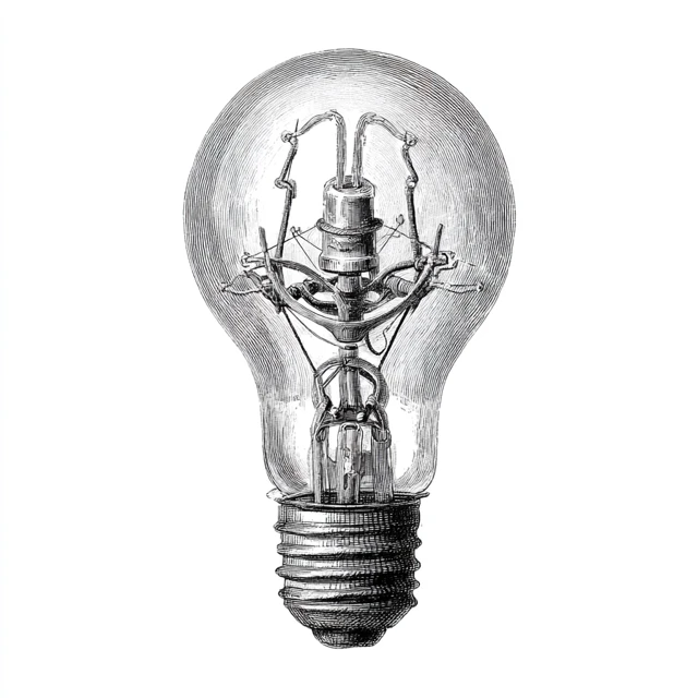 Edison Light Bulb Engraving 16th Century Style