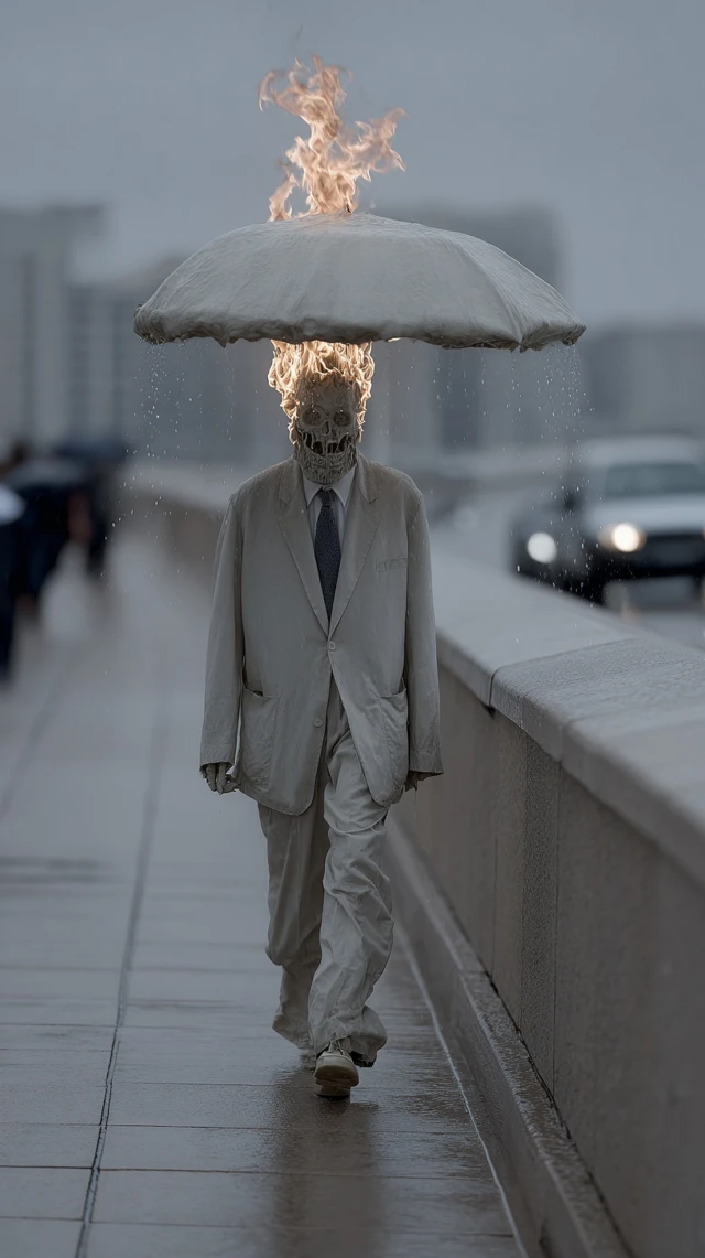 Man with Head on Fire Surreal Photography
