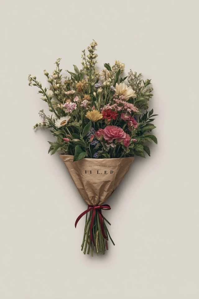 Bouquet with I LIED Typography Fine Art Photography