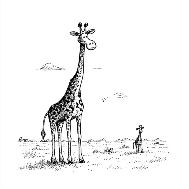 Giraffe Neck Fight Comic Illustration