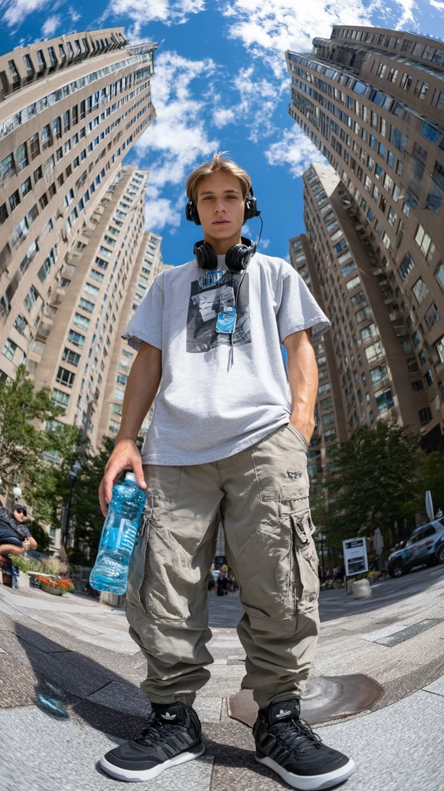 Urban Streetwear Portrait: Young Man in Adidas