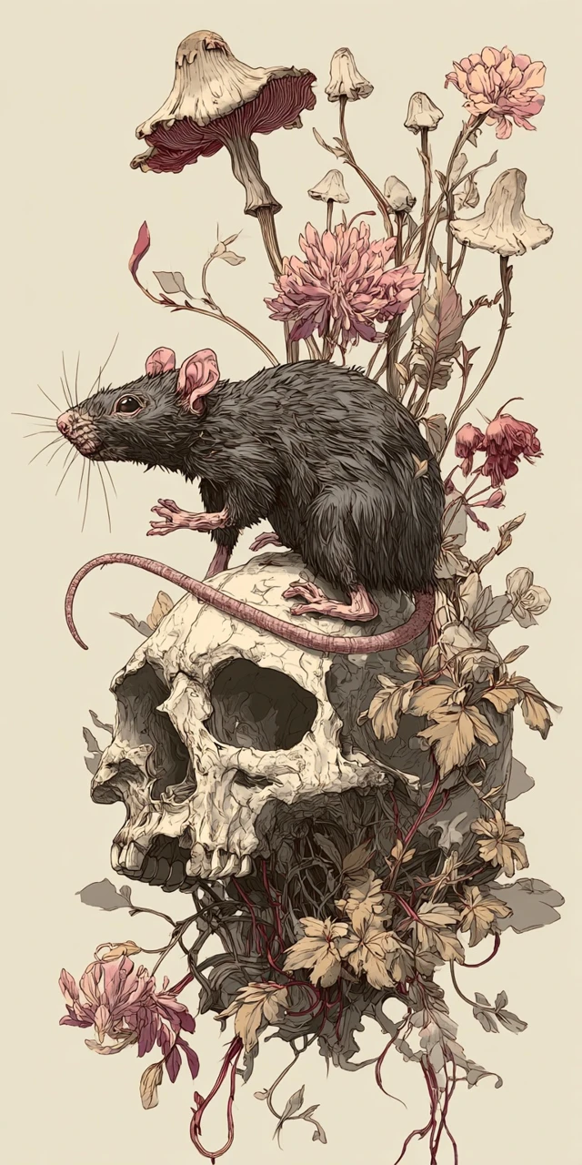 Gnarly Rat Skull Illustration