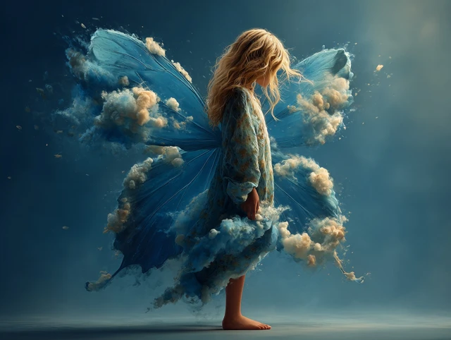 Dreamscape Girl with Cloud Wings Magical Realism