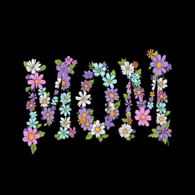 Cute Floral Mom Text Design for T-shirt