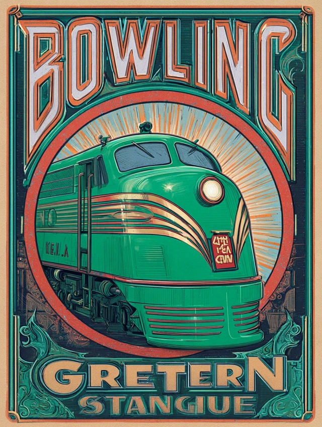 Vintage Art Deco Bowling Green KY Train Poster