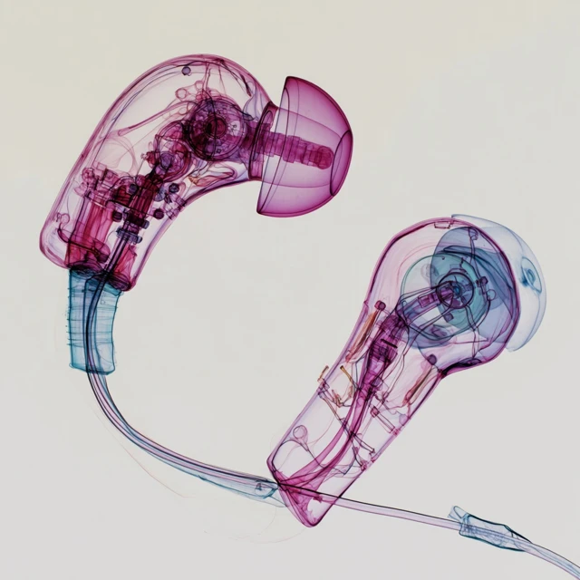 Transparent Earphones Xray Artistic Anatomical Illustration