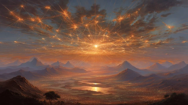 Panoramic Nigerian Landscape and Luminous Sky Art