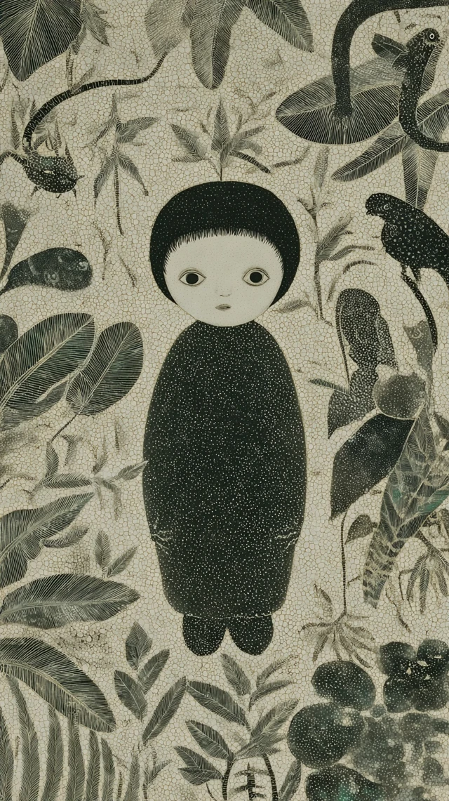 Asian Child in Jungle Illustration Art