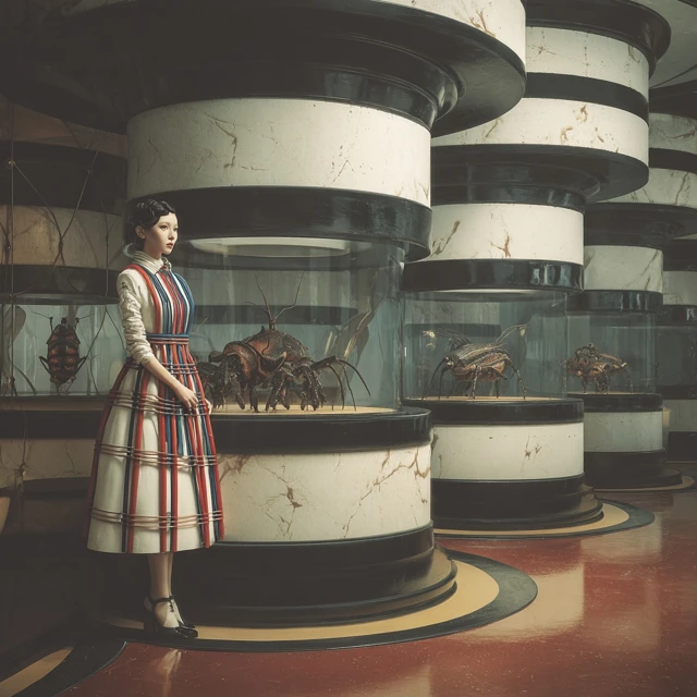 50s SciFi Asian Girl Arthropods Cages