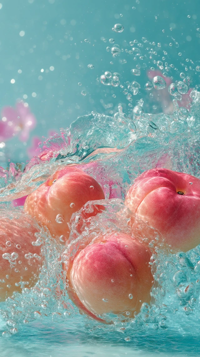 Peach Splashing Underwater Macro Shot