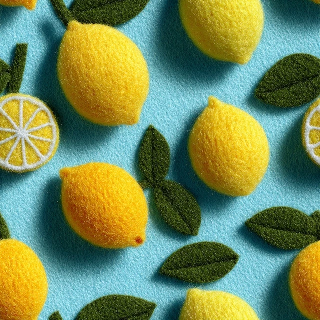 Cute 3D Lemon Felt Artwork Design