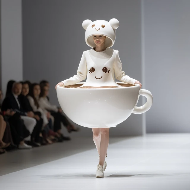 Coffee Cup Fashion Runway Look Gzhel Porcelain