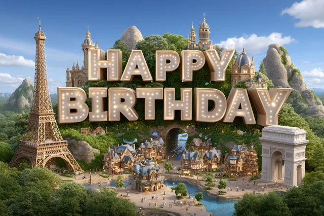 Happy Birthday Paris Disney Style 3D