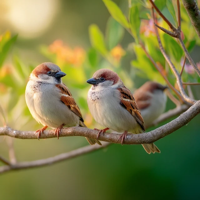 Birds on a Branch Beautiful Nature Photography