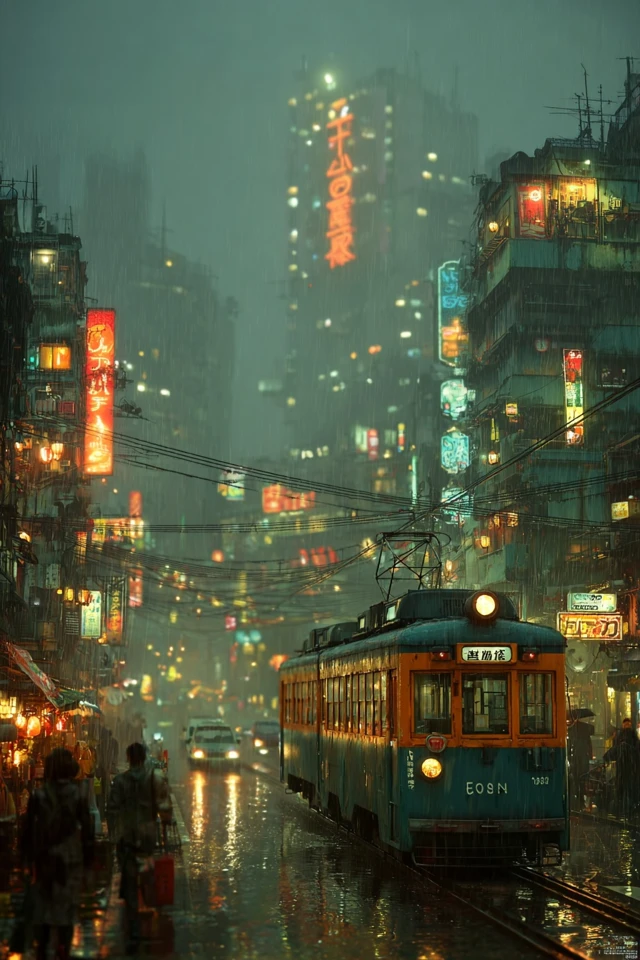 Cyberpunk Tokyo Rainy Night Cityscape