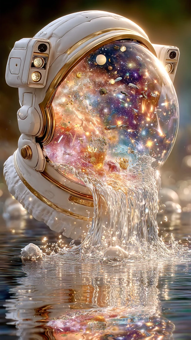 Astronaut Helmet Space Cosmic Surreal Art