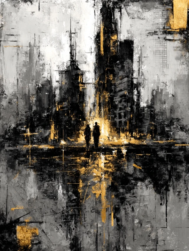 Black and Gold Grunge Art Portrait
