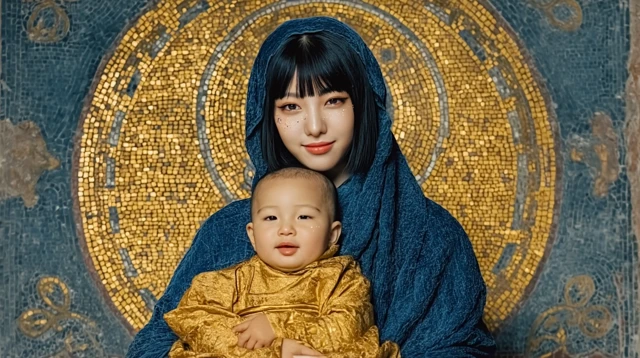Mother and Son Portrait Modern Charm