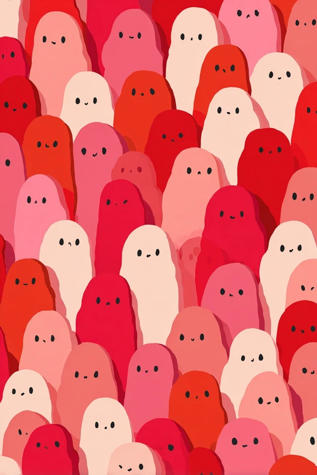 Cute Ghost Pattern Red Pink Vogue Cover Art