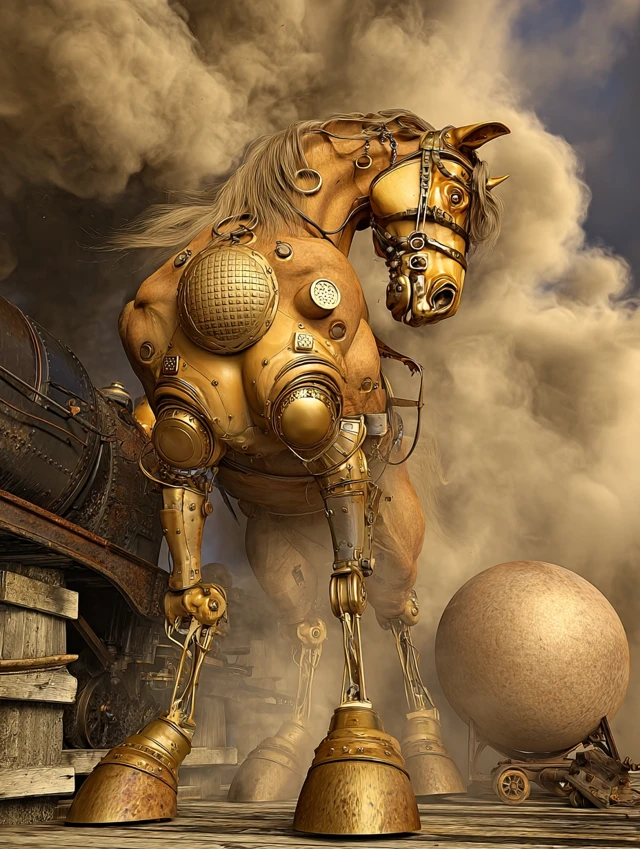 Steampunk Horse Epic Power and Destruction