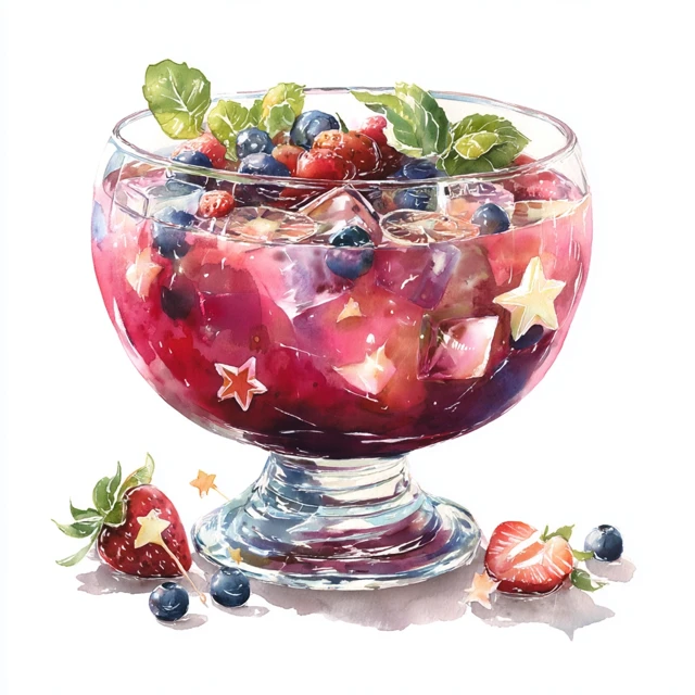Watercolor Berry Punch Patriotic Decor