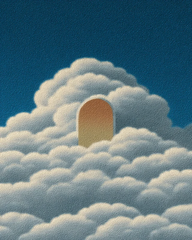 Surreal Arch Mirror in Clouds Golden Hour Art