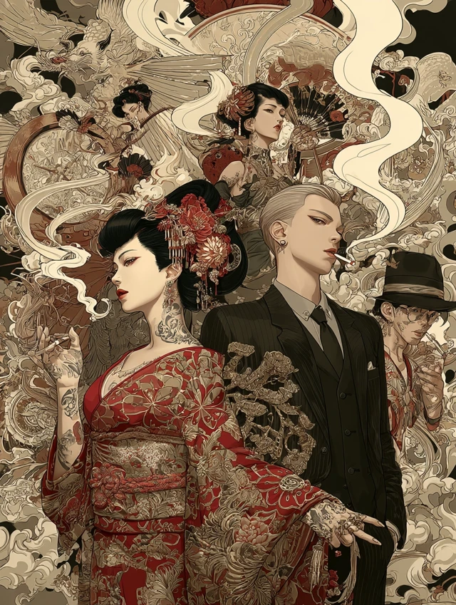 Japanese Mafia Geisha Modern Art
