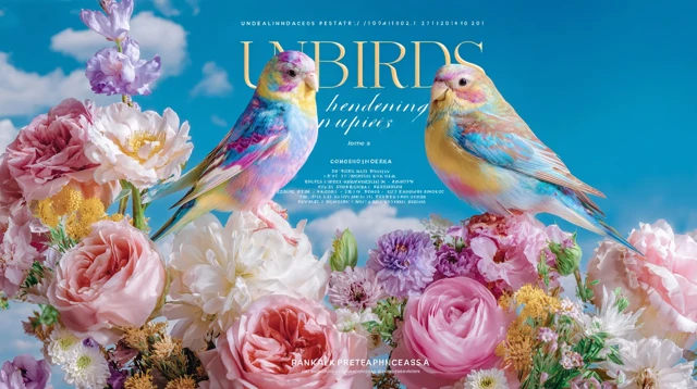 UNBirds Colorful Birds on Flowers Graphic Design