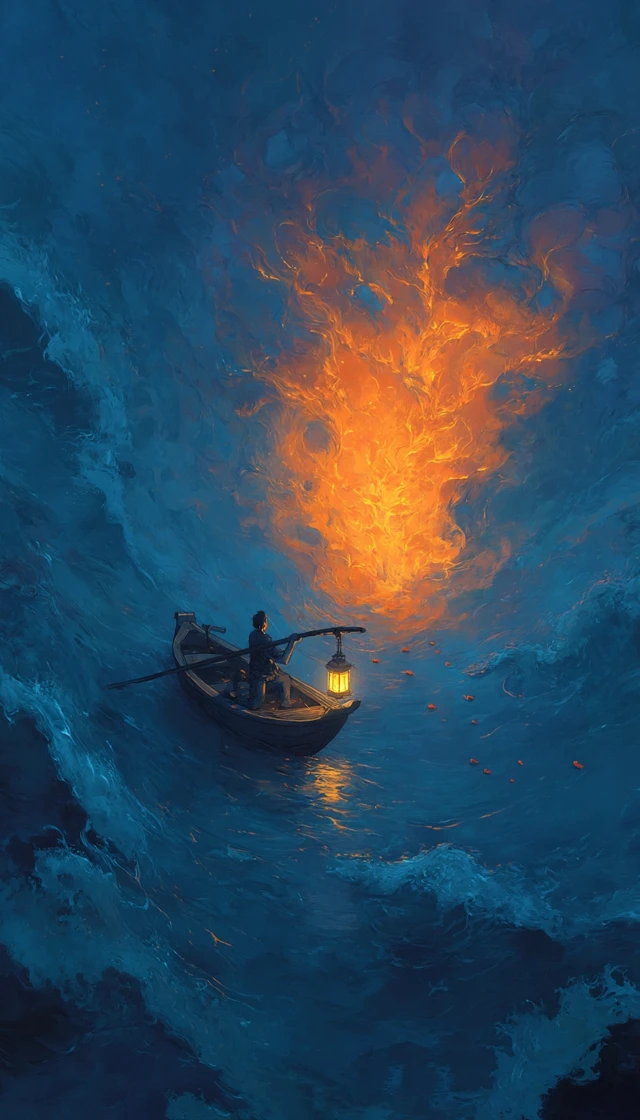 Flame and Water Boatman in a Storm