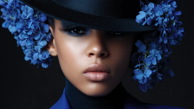 Flower Personification Female Model in Blue Suit