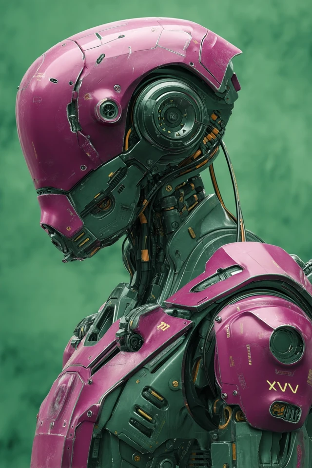 Futuristic Robot in Green Tones