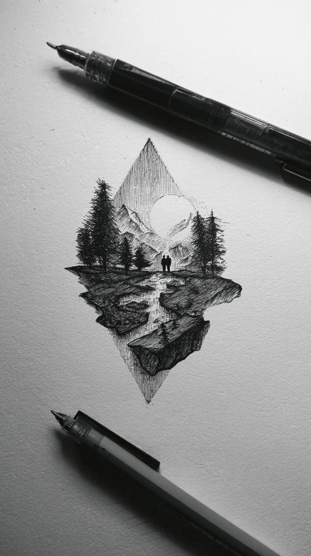 Surrealist Hourglass Art Sketching
