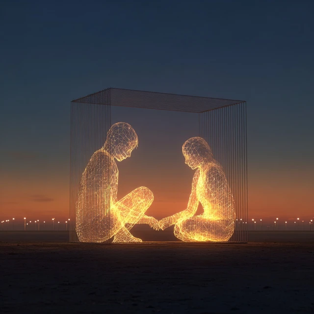 Emotional Wireframe Art Sunset Longing
