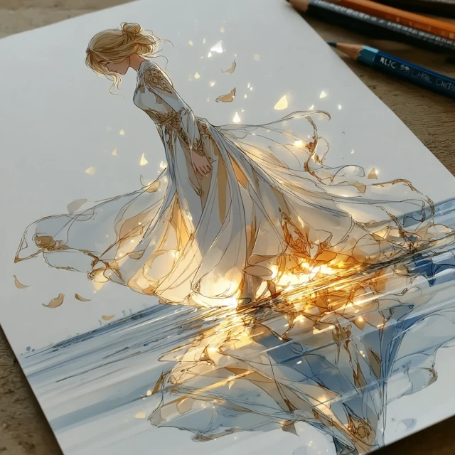 Elegant Woman on Water Fantasy Art
